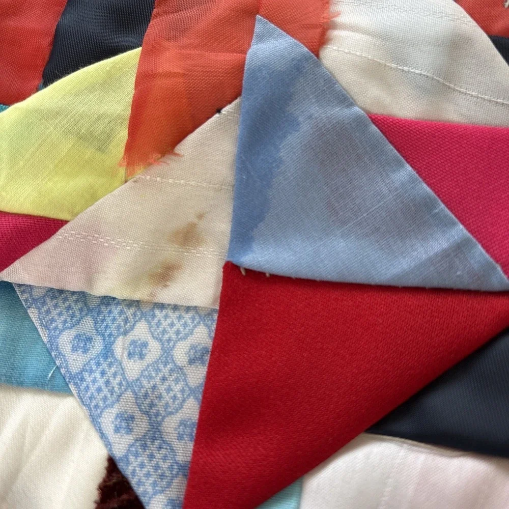 Handmade Bai Jia Bei 100 Families Quilt Chinese Folk Art 3D Geometric Reversible